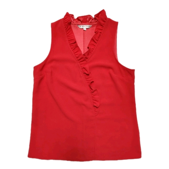 Trina Turk Ruffled Neckline Top Watermelon Color Women's Medium - Current Style - Picture 3 of 10